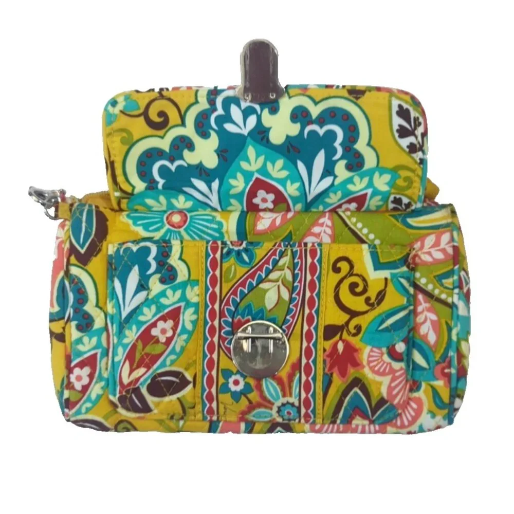 Vera Bradley‎ Turnlock Closure Wallet Provincial Quilted Clutch Multi & Zip